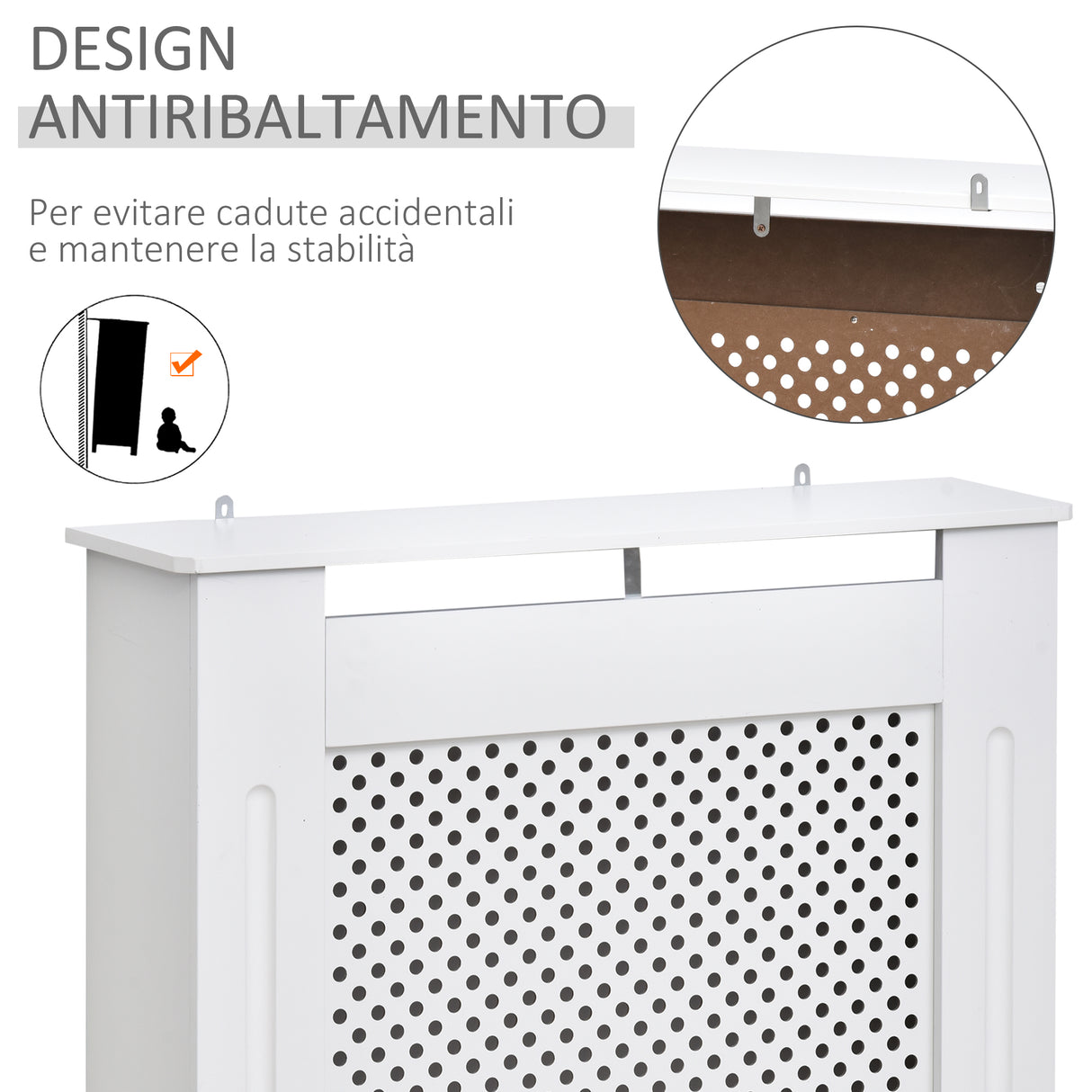 easycomfort easycomfort copritermosifone in legno a griglia bianco 78x82x19cm