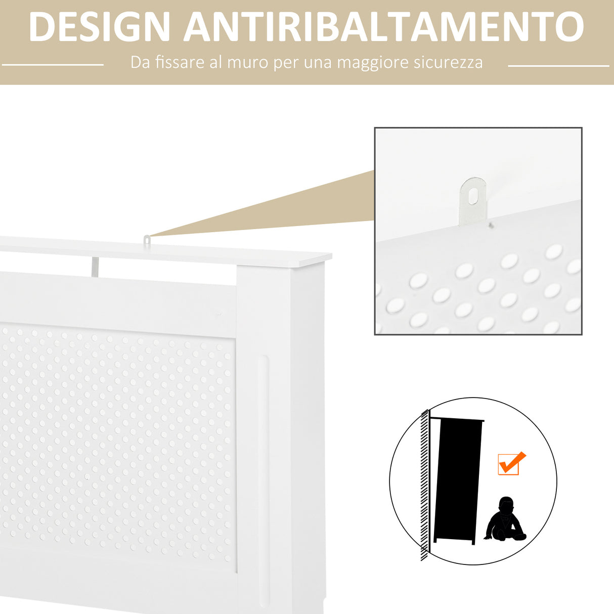 easycomfort copritermosifone in legno a griglia bianco 151.5x82x19cm