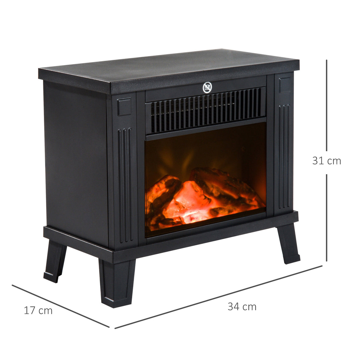 easycomfort easycomfort camino elettrico da terra 600w 1200w con effetto fiamma nero 34.5x17x31cm