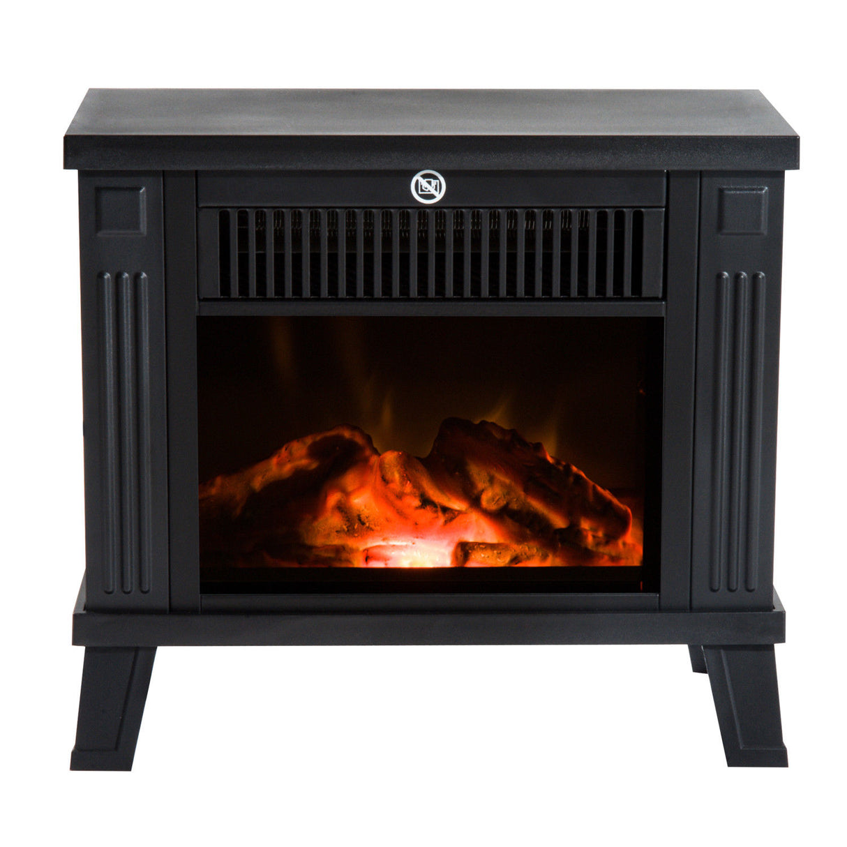 easycomfort easycomfort camino elettrico da terra 600w 1200w con effetto fiamma nero 34.5x17x31cm