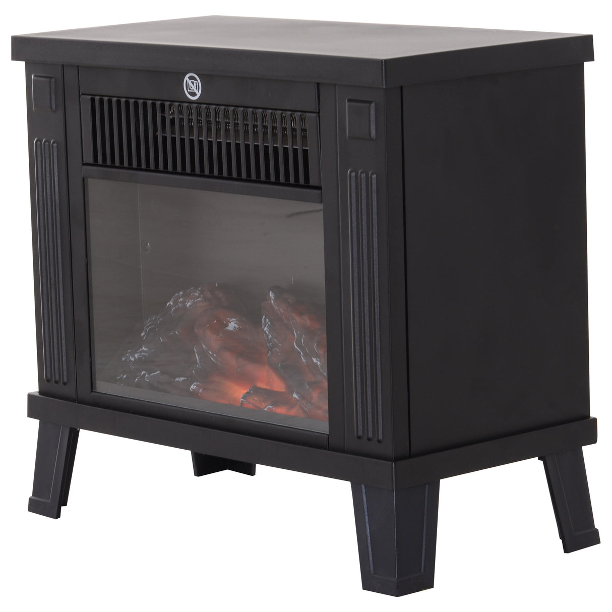 easycomfort easycomfort camino elettrico da terra 600w 1200w con effetto fiamma nero 34.5x17x31cm