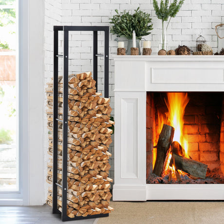 easycomfort easycomfort scaffale porta legna verticale per interno in ferro nero 40x25x150cm