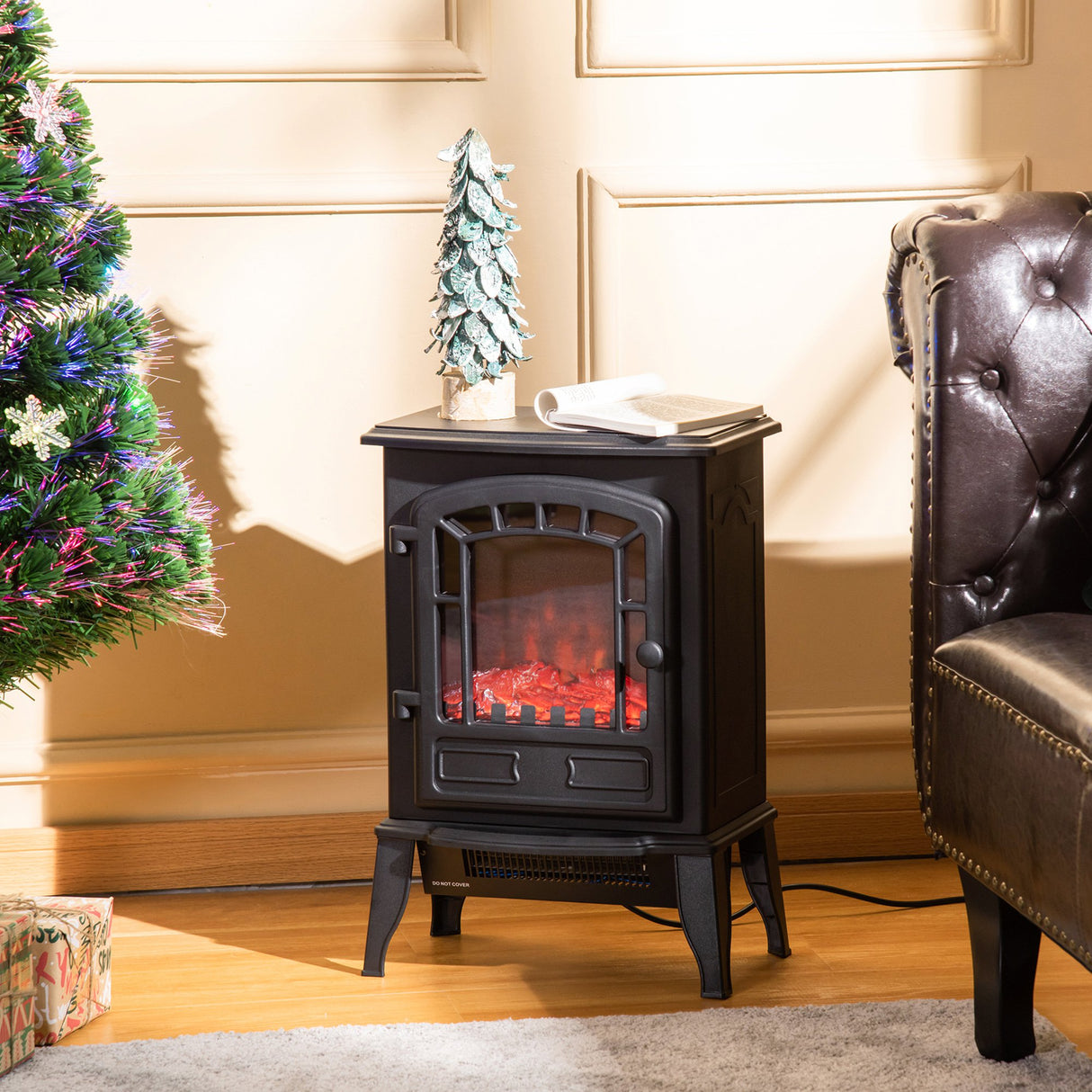easycomfort camino elettrico con effetto fiamma temperatura regolabile copertura 20 25m nero