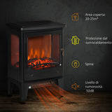 easycomfort camino elettrico effetto fiamma e 3 lati aperti temperatura regolabile copertura 20 25m nero