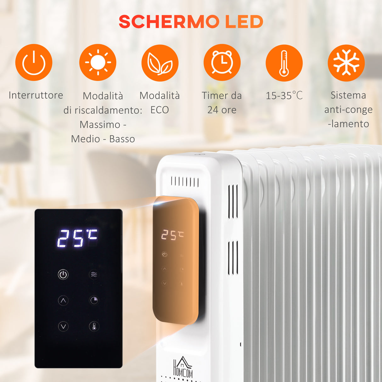 easycomfort easycomfort calorifero a olio a 9 elementi 3 livelli di riscaldamento e timer 42 5x24x63cm bianco