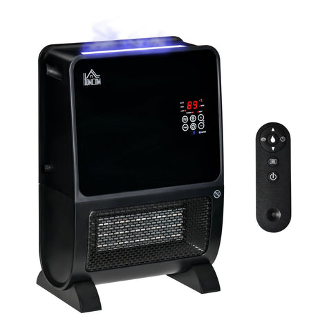 easycomfort stufa elettrica 2 in 1 con umidificatore luce led a 3 colori e ultravioletti timer e telecomando 33x21x49.5cm nero