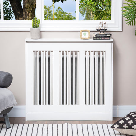 easycomfort easycomfort copritermosifone a doghe moderno ed elegante per la casa in mdf e acciaio 90x18x84cm bianco