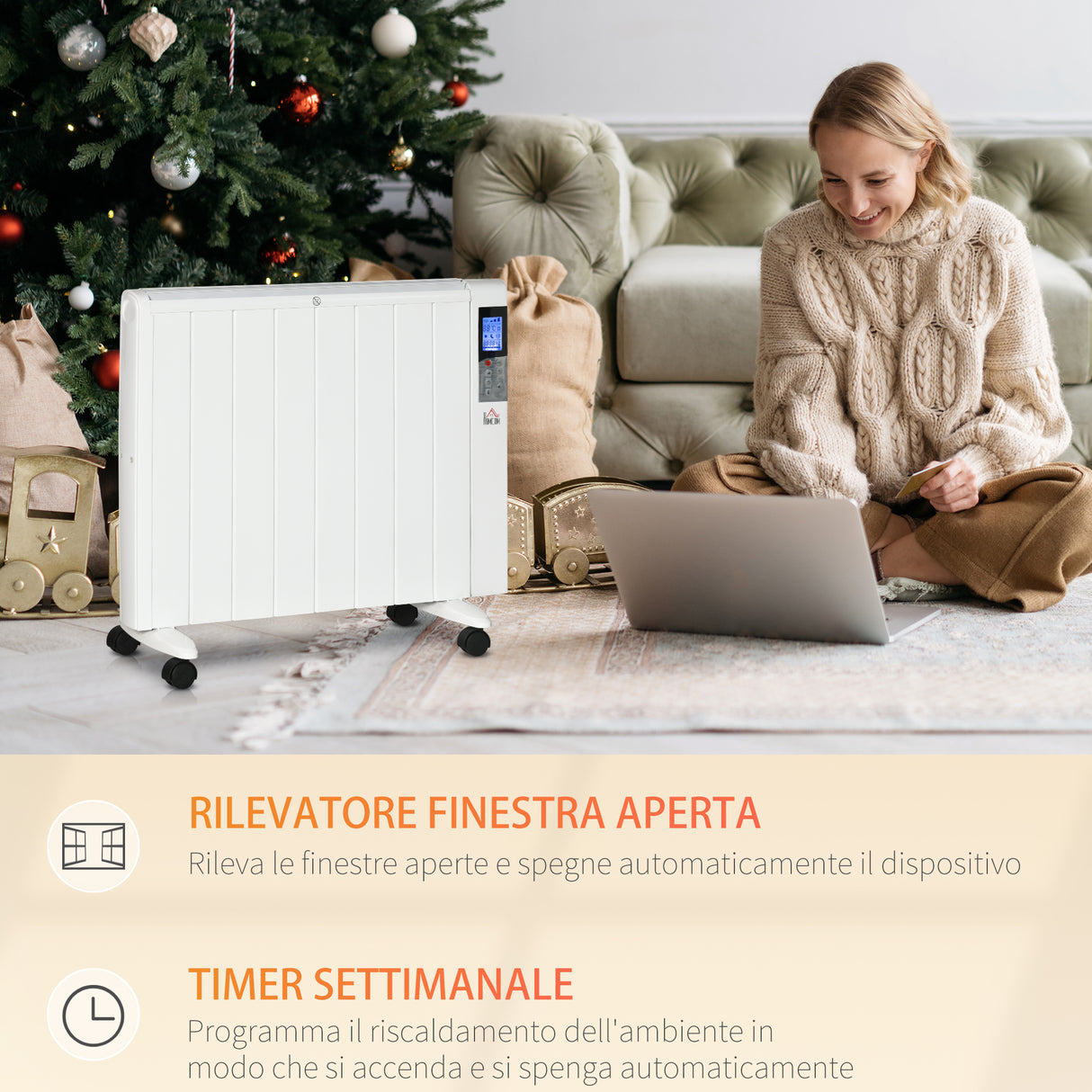easycomfort stufetta elettrica da 1000 2000w con timer e impostazioni di calore per stanze max 15 m 75x31x66.5 cm bianco