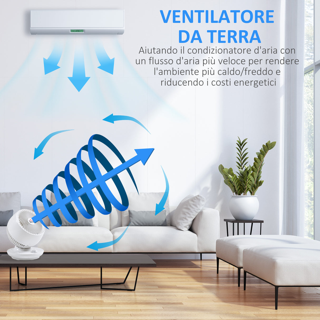 easycomfort easycomfort ventilatore da tavolo 3 velocita oscillazione 70 e inclinazione 90 27x27x34cm bianco e nero