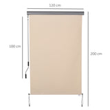 easycomfort easycomfort tenda avvolgibile parasole con manovella installazione a muro o soffitto 120x200cm beige