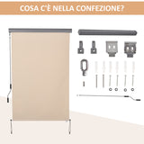 easycomfort easycomfort tenda avvolgibile parasole con manovella installazione a muro o soffitto 120x200cm beige