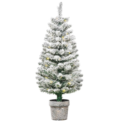 easycomfort easycomfort albero di natale artificiale innevato con 60 luci led bianche e 116 rami base con vaso rimovibile 40x90cm verde