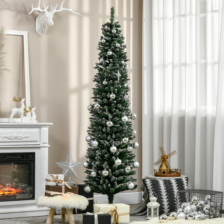 easycomfort easycomfort albero di natale innevato artificiale alto e stretto con 570 rami base rimovibile e pieghevole 53x190cm verde