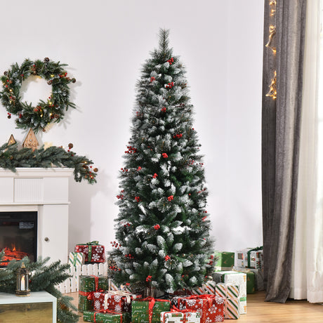 easycomfort easycomfort albero di natale innevato con bacche rosse da interni base rimovibile e pieghevole 539 rami 60x180cm verde