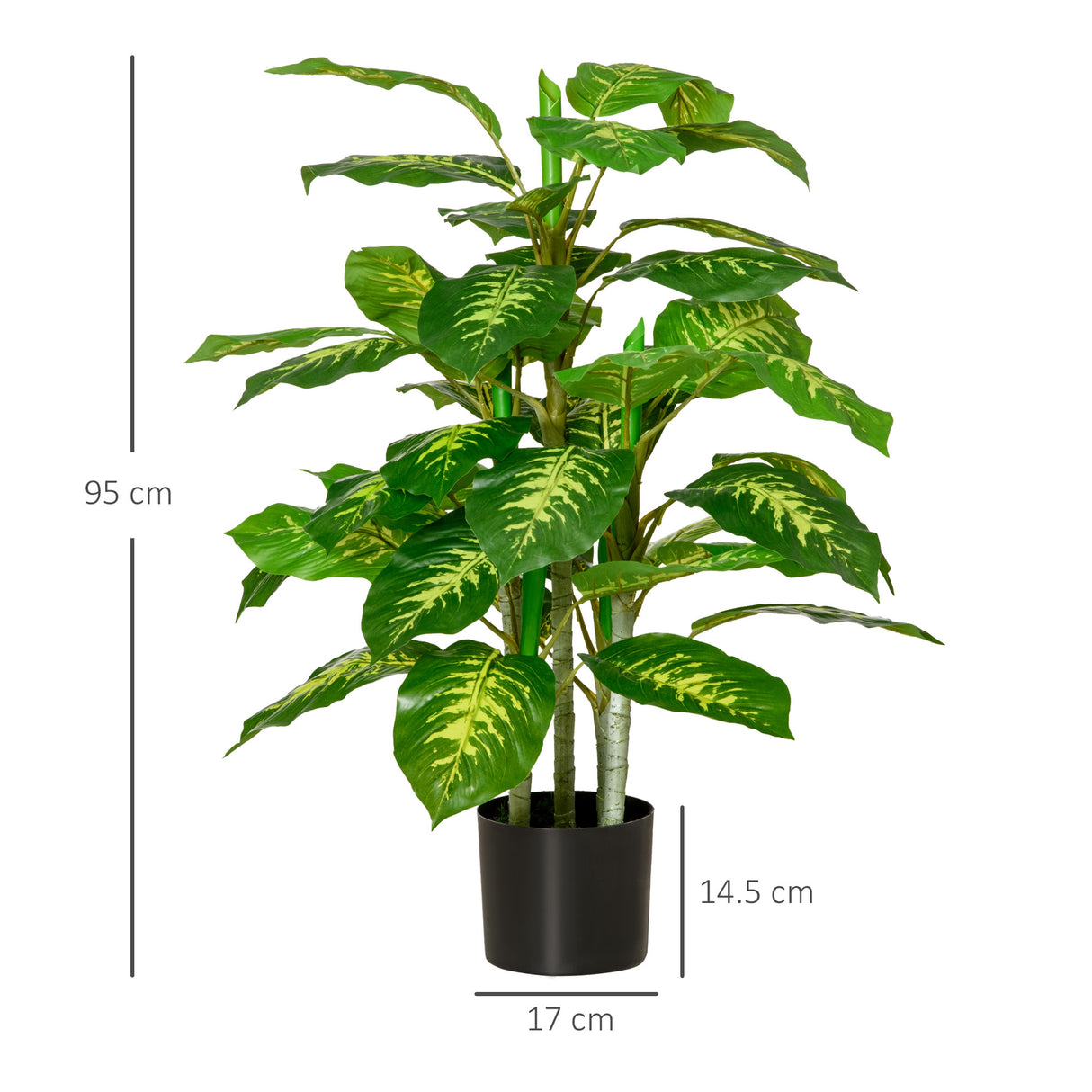 easycomfort pianta artificiale sempreverde con vaso 17x14.5 cm nero per interni ed esterni altezza pianta 95 cm