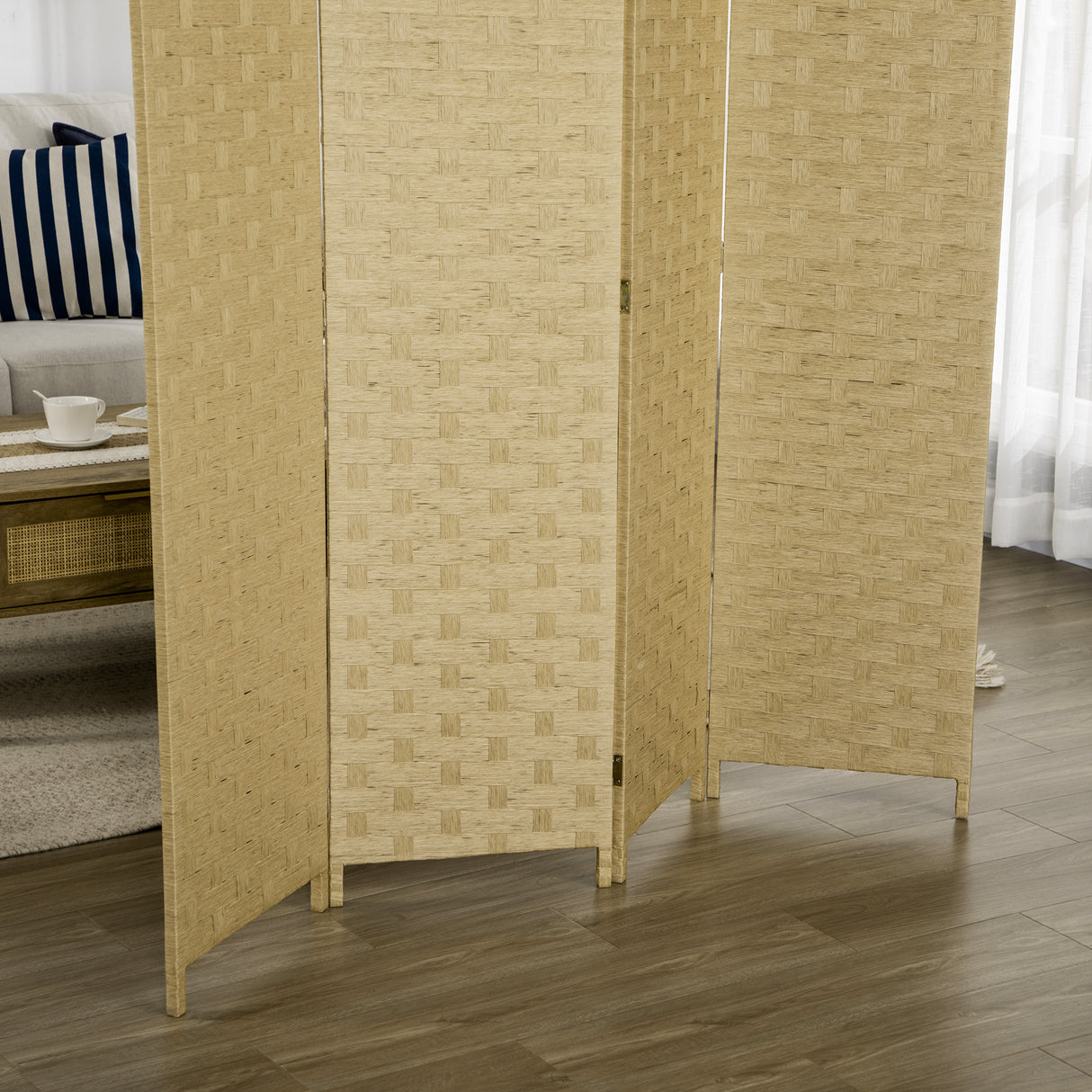 easycomfort easycomfort paravento separe da interno a 4 ante in legno pieghevole e salvaspazio altezza 170cm marrone