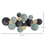 easycomfort easycomfort decorazione murale in metallo 3d wall art a cerchi 133x66cm blu nero e oro