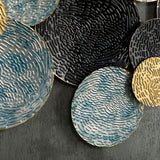 easycomfort easycomfort decorazione murale in metallo 3d wall art a cerchi 133x66cm blu nero e oro