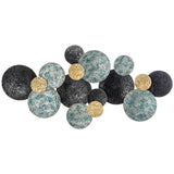 easycomfort easycomfort decorazione murale in metallo 3d wall art a cerchi 133x66cm blu nero e oro