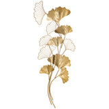 easycomfort easycomfort decorazione murale 3d in metallo wall art dorata con foglie di ginkgo 138x70cm