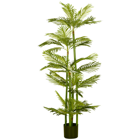 easycomfort pianta artificiale di palma da 140 cm a 45 foglie e 5 rami con vaso o15x12 cm per interni ed esterni verde