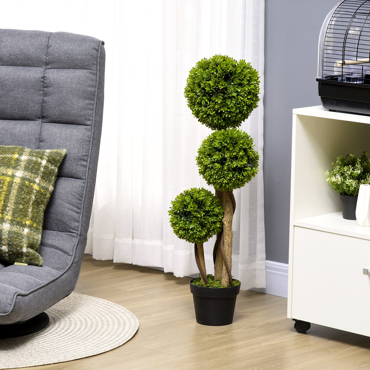 easycomfort pianta di bosso artificiale a 3 sfere con vaso incluso e fondo rinforzato altezza 90 cm