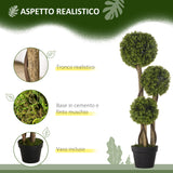 easycomfort pianta di bosso artificiale a 3 sfere con vaso incluso e fondo rinforzato altezza 90 cm