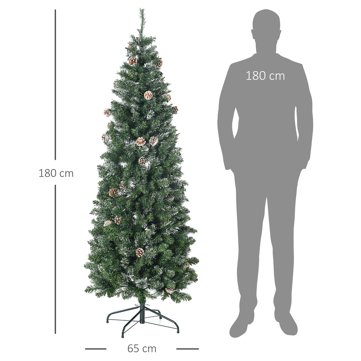 easycomfort easycomfort albero di natale artificiale da 180cm con pigne 618 rami e base in metallo verde