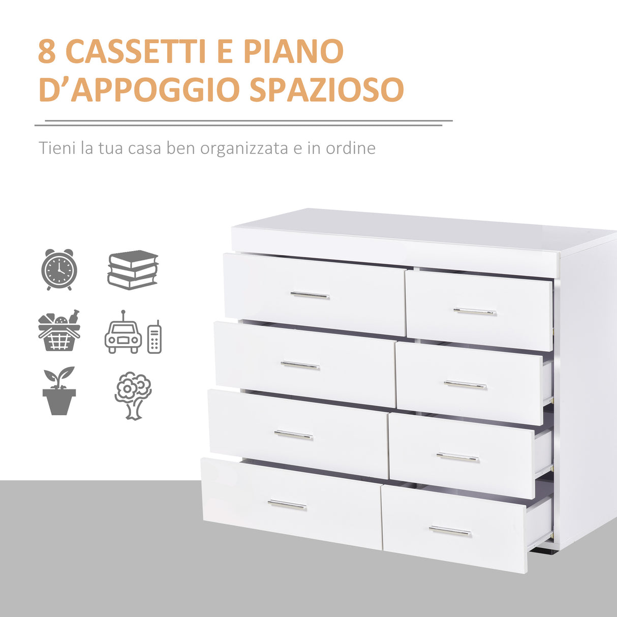 easycomfort easycomfort mobile con cassetti cassettiera in legno per camera cucina bagno 903573cm bianca ean 8054111847193