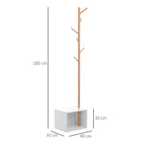 easycomfort easycomfort appendiabiti con panchina cubo per scarpe per ingresso e camera da letto 6 ganci bambu legno mdf bianco 40x30x180cm ean 8054111841023