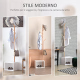 easycomfort easycomfort appendiabiti con panchina cubo per scarpe per ingresso e camera da letto 6 ganci bambu legno mdf bianco 40x30x180cm ean 8054111841023