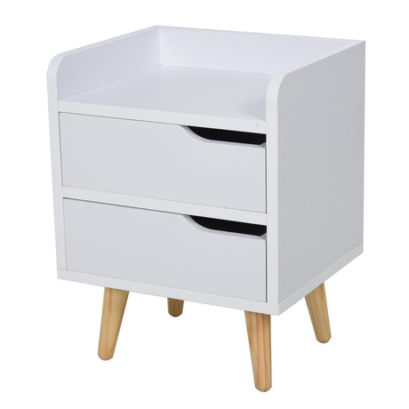 easycomfort easycomfort comodino salvaspazio dal design moderno in legno bianco piccola cassettiera camera da letto con 2 cassetti e piedini in legno di pino 33 x 28 x 42cm ean 8054111845014