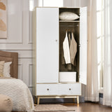 easycomfort easycomfort armadio 2 ante in legno con 4 vani 2 cassetti e appendiabiti color legno e bianco 90x50x190cm