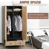easycomfort easycomfort armadio 2 ante in legno con 4 vani 2 cassetti e appendiabiti grigio scuro 90x50x190cm