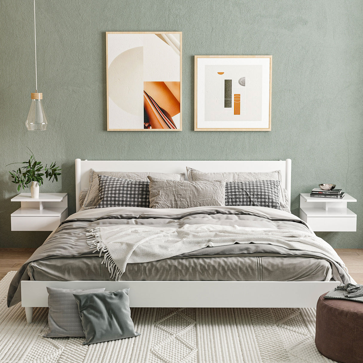 easycomfort easycomfort set da 2 comodini moderni sospesi con cassetto e mensola in legno 35x32x22 5cm bianco lucido