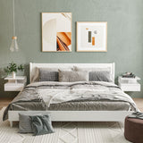 easycomfort easycomfort set da 2 comodini moderni sospesi con cassetto e mensola in legno 35x32x22 5cm bianco lucido