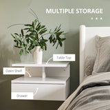 easycomfort easycomfort set da 2 comodini moderni sospesi con cassetto e mensola in legno 35x32x22 5cm bianco lucido