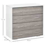 easycomfort easycomfort cassettiera camera da letto moderna 4 cassetti con maniglie in alluminio e struttura in legno 76x35x72cm bianco e grigio