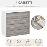 easycomfort easycomfort cassettiera camera da letto moderna 4 cassetti con maniglie in alluminio e struttura in legno 76x35x72cm bianco e grigio