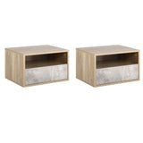 easycomfort easycomfort set 2 comodini sospesi con cassetto e ripiano 45x35x27 5cm grigio e color legno