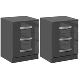 easycomfort easycomfort set 2 comodini moderni con 3 cassetti per camera da letto e soggiorno in truciolato 40x36x56 cm grigio