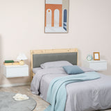 easycomfort easycomfort comodino set 2 pezzi con cassetto e design sospeso in truciolato e mdf 49x38x23 cm bianco