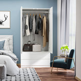 easycomfort easycomfort armadio guardaroba in truciolato bianco con appendiabiti e 2 cassetti scorrevoli per camere da letto 100x60x200 cm