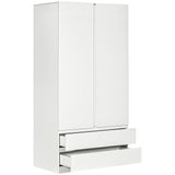 easycomfort easycomfort armadio guardaroba in truciolato bianco con appendiabiti e 2 cassetti scorrevoli per camere da letto 100x60x200 cm