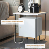 easycomfort easycomfort comodino moderno con armadietto e mensola in legno e gambe in metallo 40x40x45cm