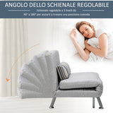 easycomfort easycomfort poltrona letto in ferro e cotone con cuscino a righe 75 x 70 x 75cm grigio ean 8055776914640