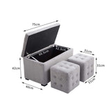 easycomfort easycomfort cassapanca portaoggetti multiuso con 2 sgabelli pouf in velluto grigio perla ean 8055776914008