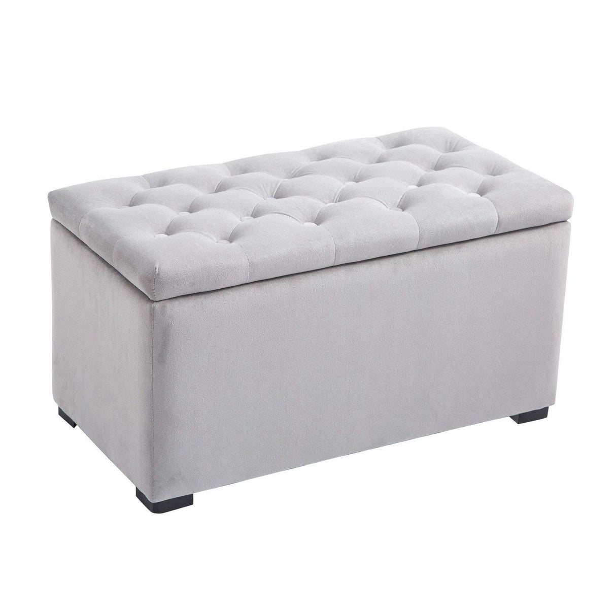 easycomfort easycomfort cassapanca portaoggetti multiuso con 2 sgabelli pouf in velluto grigio perla ean 8055776914008