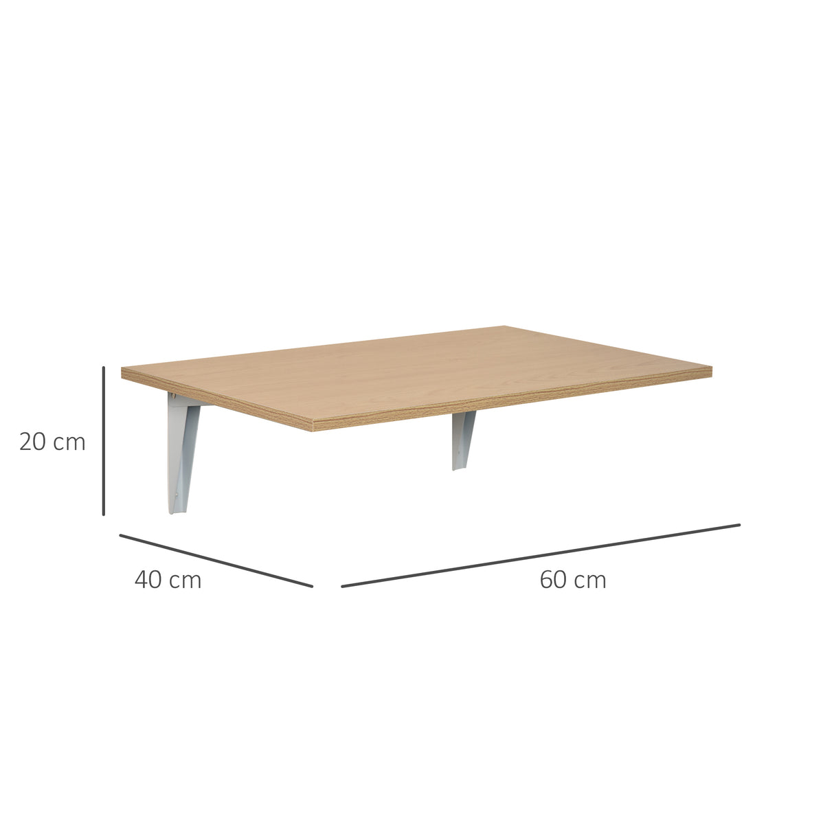 easycomfort easycomfort tavolino a muro pieghevole salvaspazio in mdf e telaio in metallo per cucina salotto color legno 60x40x20cm