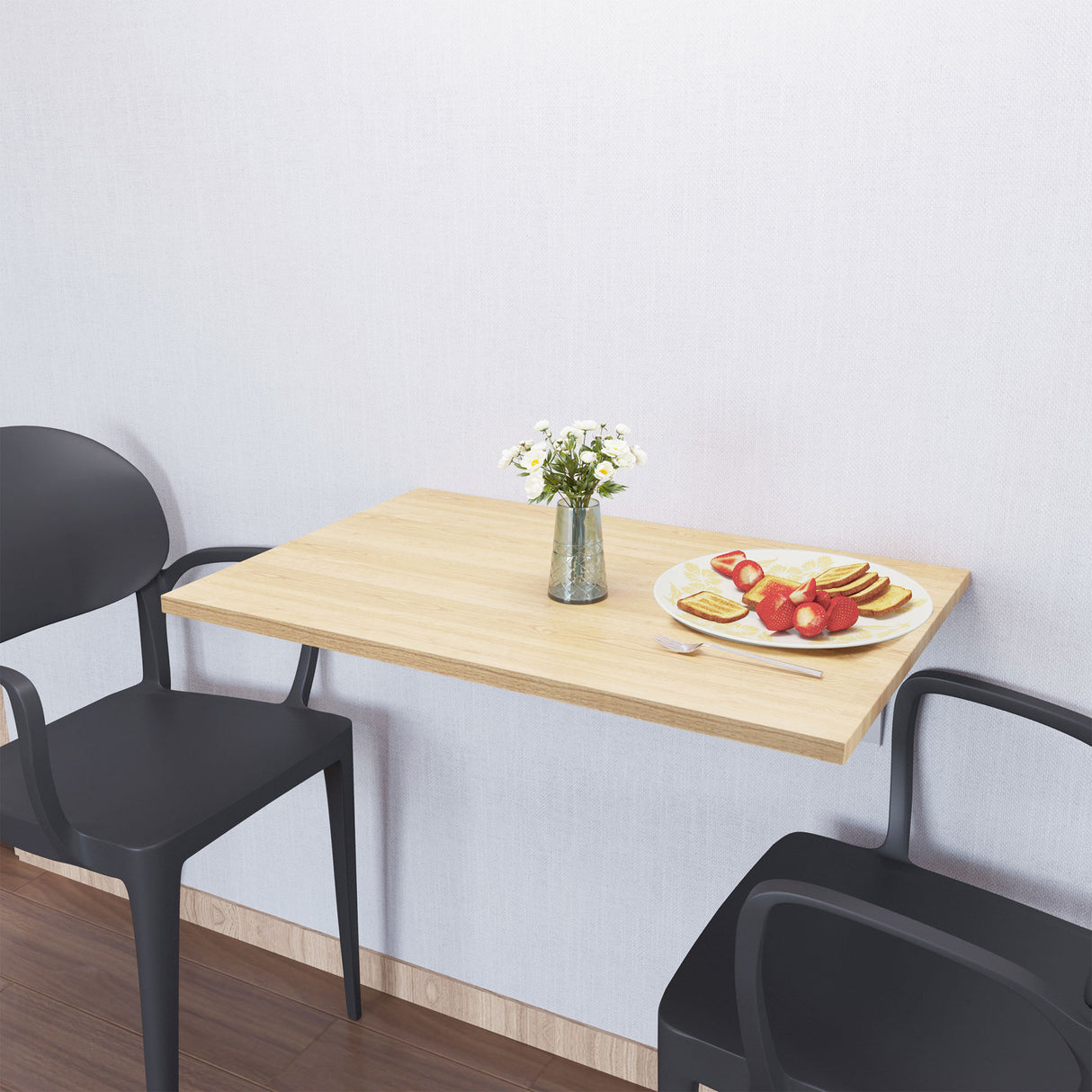 easycomfort easycomfort tavolino a muro pieghevole salvaspazio in mdf e telaio in metallo per cucina salotto color legno 60x40x20cm